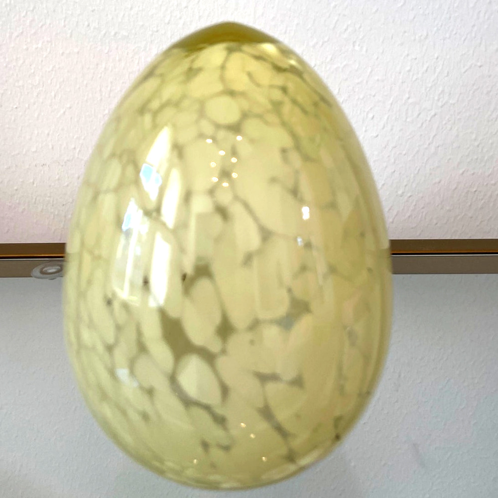 Yellow Speckled Glass Egg 5.5in Chic Easter Spring Home Decor New